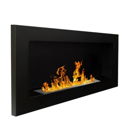 Camino a Bioetanolo da Incasso 2,5kW Nero in Acciaio Inox 90x12x40 cm