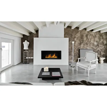 Camino a Bioetanolo da Incasso 2,5kW Nero in Acciaio Inox 90x12x40 cm