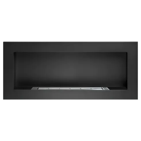 Camino a Bioetanolo da Incasso 2,5kW Nero in Acciaio Inox 90x12x40 cm