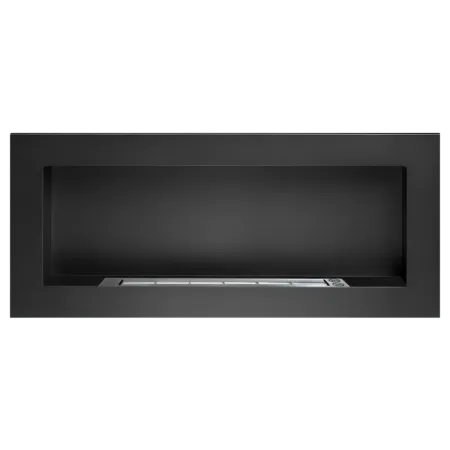 Camino a Bioetanolo da Incasso 2,5kW Nero in Acciaio Inox 90x12x40 cm