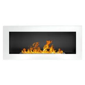 Camino a Bioetanolo da Incasso 2,5kW Bianco Acciaio Inox 90x12x40 cm