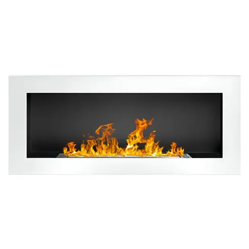 Camino a Bioetanolo da Incasso 2,5kW Bianco Acciaio Inox 90x12x40 cm