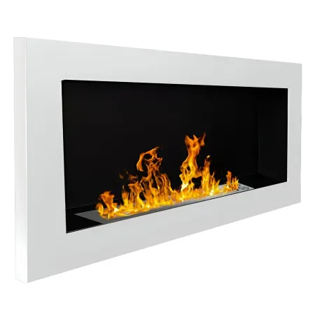 Camino a Bioetanolo da Incasso 2,5kW Bianco Acciaio Inox 90x12x40 cm
