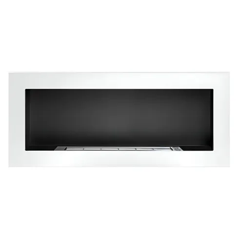 Camino a Bioetanolo da Incasso 2,5kW Bianco Acciaio Inox 90x12x40 cm