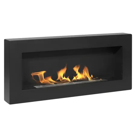 Camino a Bioetanolo da Parete 2,5 KW Nero Fiamma Reale Lana di Roccia