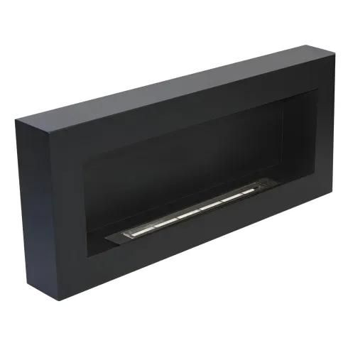 Camino a Bioetanolo da Parete 2,5 KW Nero Fiamma Reale Lana di Roccia