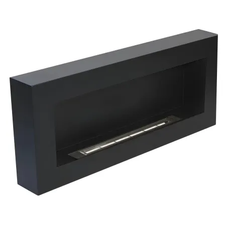 Camino a Bioetanolo da Parete 2,5 KW Nero Fiamma Reale Lana di Roccia