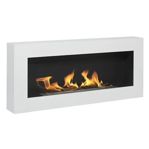 Camino Bioetanolo da Parete 2,5 KW Bianco Fiamma Reale Lana di Roccia