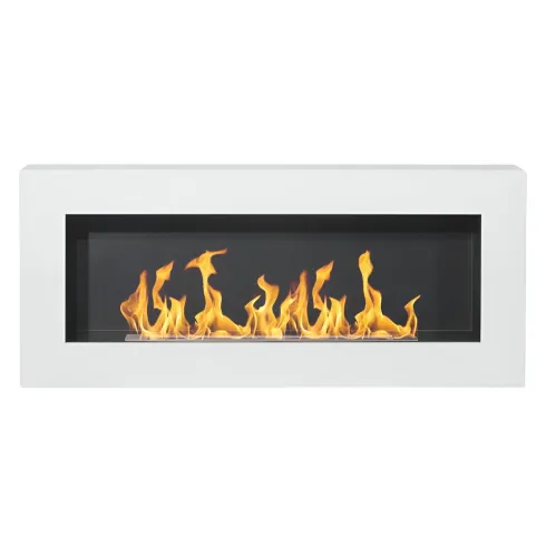 Camino Bioetanolo da Parete 2,5 KW Bianco Fiamma Reale Lana di Roccia