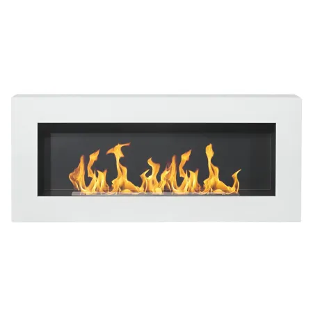 Camino Bioetanolo da Parete 2,5 KW Bianco Fiamma Reale Lana di Roccia