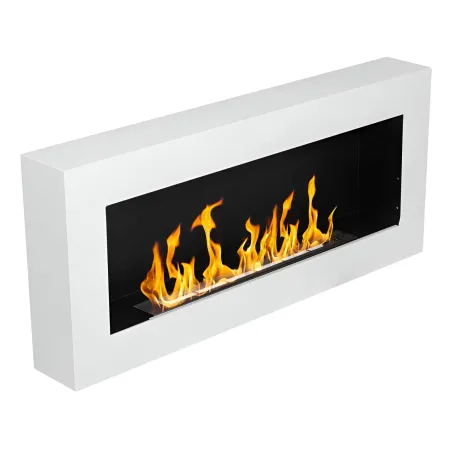 Camino Bioetanolo da Parete 2,5 KW Bianco Fiamma Reale Lana di Roccia