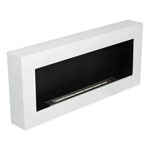 Camino Bioetanolo da Parete 2,5 KW Bianco Fiamma Reale Lana di Roccia