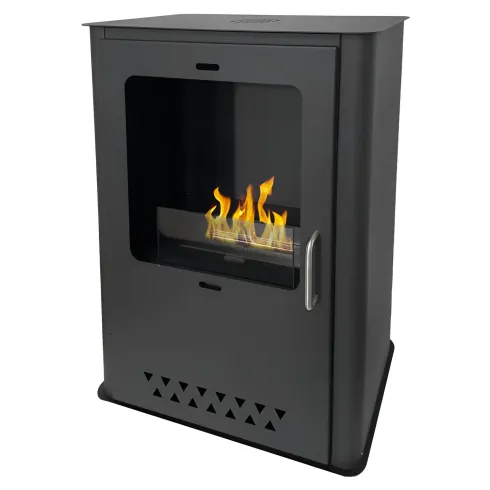 Stufa a Bioetanolo 1,2L da Pavimento 3,4 kW in Acciaio Inox Nero