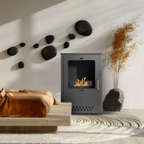 Stufa a Bioetanolo 1,2L da Pavimento 3,4 kW in Acciaio Inox Nero 2