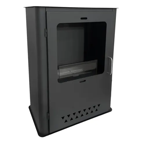 Stufa a Bioetanolo 1,2L da Pavimento 3,4 kW in Acciaio Inox Nero