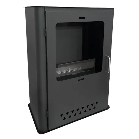 Stufa a Bioetanolo 1,2L da Pavimento 3,4 kW in Acciaio Inox Nero