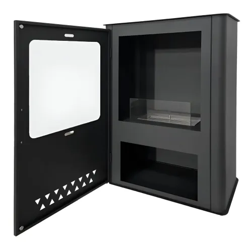 Stufa a Bioetanolo 1,2L da Pavimento 3,4 kW in Acciaio Inox Nero