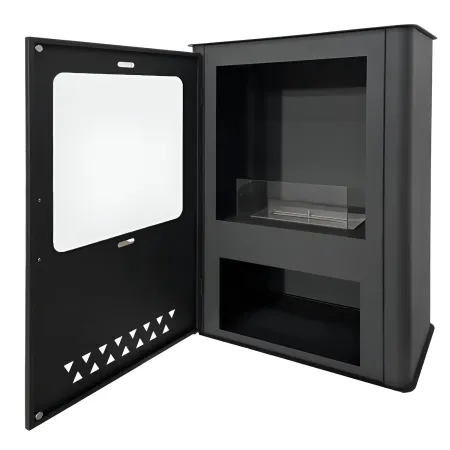 Stufa a Bioetanolo 1,2L da Pavimento 3,4 kW in Acciaio Inox Nero