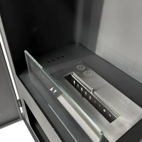Stufa a Bioetanolo 1,2L da Pavimento 3,4 kW in Acciaio Inox Nero