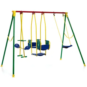Altalena per Bambini in Acciaio 5 Posti da Giardino Corde Regolabili