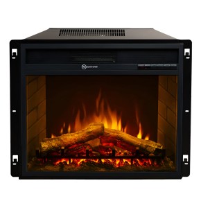 Insero Camino Elettrico da Incasso 1800 W Termostato Digitale Nero