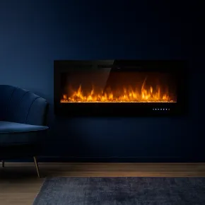 Camino Elettrico da Parete 1500 W Vetro Temperato LED Multicolore 2