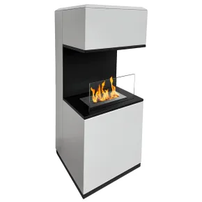 Biocamino da Pavimento con Bruciatore 1,2L Bianco 3,2kW Acciaio Inox