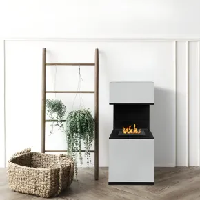 Biocamino da Pavimento con Bruciatore 1,2L Bianco 3,2kW Acciaio Inox 2