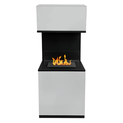 Biocamino da Pavimento con Bruciatore 1,2L Bianco 3,2kW Acciaio Inox