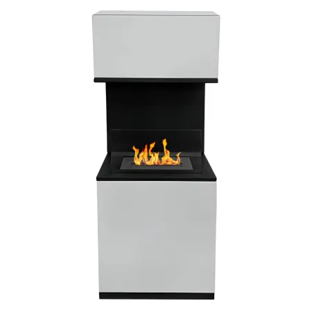 Biocamino da Pavimento con Bruciatore 1,2L Bianco 3,2kW Acciaio Inox