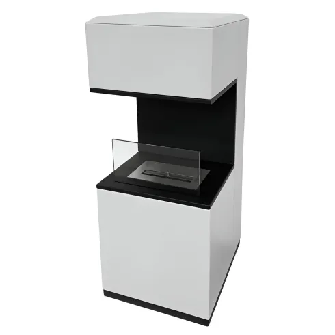 Biocamino da Pavimento con Bruciatore 1,2L Bianco 3,2kW Acciaio Inox