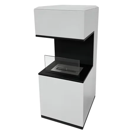Biocamino da Pavimento con Bruciatore 1,2L Bianco 3,2kW Acciaio Inox