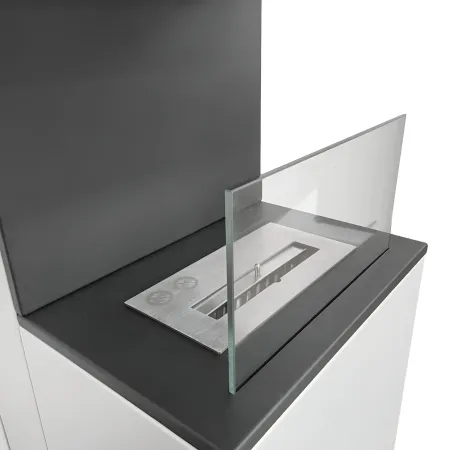 Biocamino da Pavimento con Bruciatore 1,2L Bianco 3,2kW Acciaio Inox