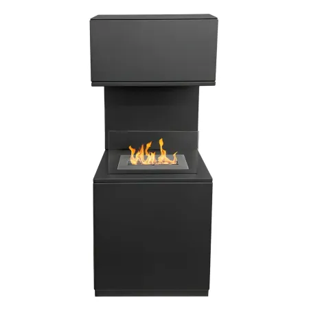 Biocamino da Pavimento con Bruciatore 1,2L Nero 3,2kW Acciaio Inox