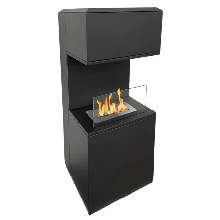 Biocamino da Pavimento con Bruciatore 1,2L Nero 3,2kW Acciaio Inox