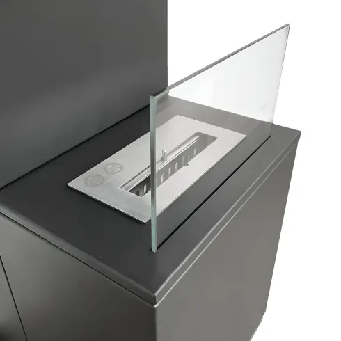 Biocamino da Pavimento con Bruciatore 1,2L Nero 3,2kW Acciaio Inox