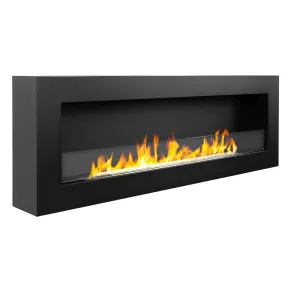 Biocamino da Parete 1,25L 120x40 cm Nero Acciaio Vetro Temperato 3kW