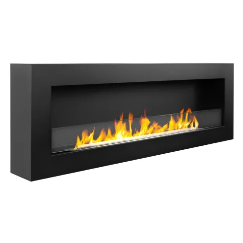 Biocamino da Parete 1,25L 120x40 cm Nero Acciaio Vetro Temperato 3kW