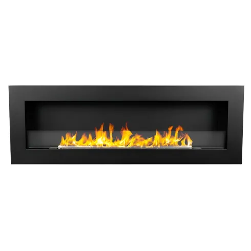 Biocamino da Parete 1,25L 120x40 cm Nero Acciaio Vetro Temperato 3kW