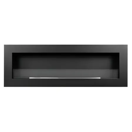 Biocamino da Parete 1,25L 120x40 cm Nero Acciaio Vetro Temperato 3kW
