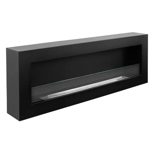 Biocamino da Parete 1,25L 120x40 cm Nero Acciaio Vetro Temperato 3kW
