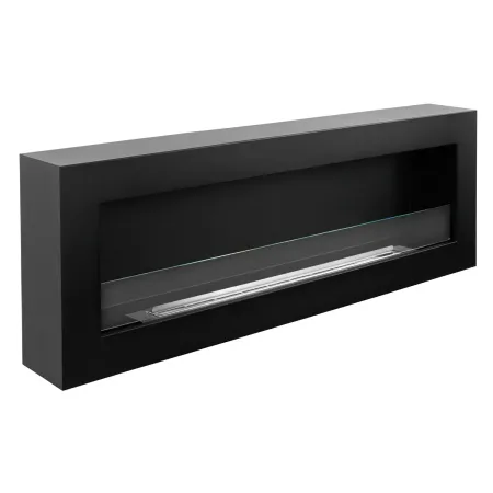 Biocamino da Parete 1,25L 120x40 cm Nero Acciaio Vetro Temperato 3kW