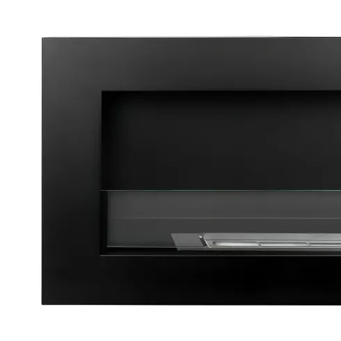 Biocamino da Parete 1,25L 120x40 cm Nero Acciaio Vetro Temperato 3kW
