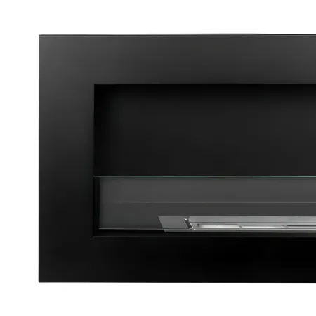 Biocamino da Parete 1,25L 120x40 cm Nero Acciaio Vetro Temperato 3kW