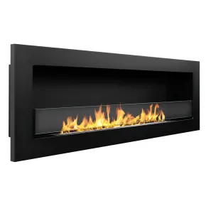 Biocamino da Incasso 1,25L 120x40 cm Nero 3kW con Vetro Fiamma Reale