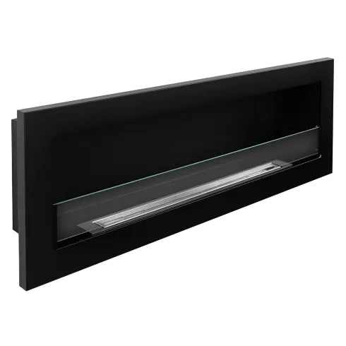 Biocamino da Incasso 1,25L 120x40 cm Nero 3kW con Vetro Fiamma Reale