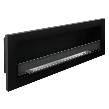 Biocamino da Incasso 1,25L 120x40 cm Nero 3kW con Vetro Fiamma Reale