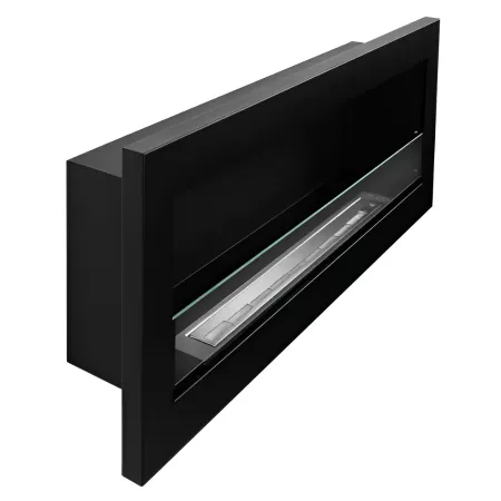 Biocamino da Incasso 1,25L 120x40 cm Nero 3kW con Vetro Fiamma Reale