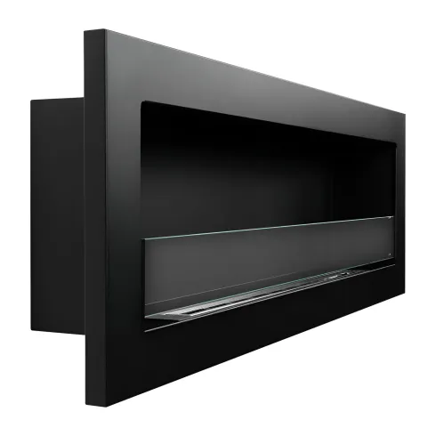 Biocamino da Incasso 1,25L 120x40 cm Nero 3kW con Vetro Fiamma Reale