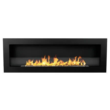 Biocamino da Incasso 1,25L 120x40 cm Nero 3kW con Vetro Fiamma Reale